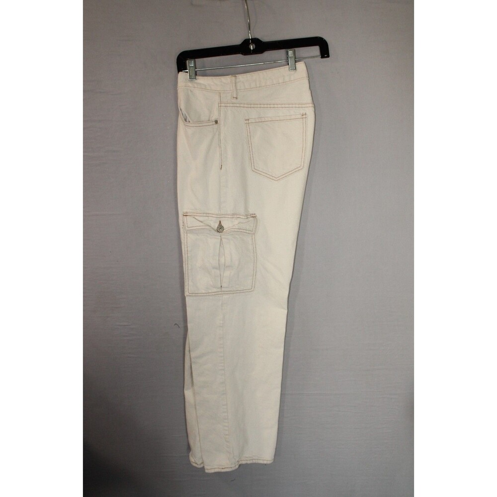 S.O.N.G. Jeans Womens 13/31 Beige Boyfriend Denim Cargo Straight Leg Solid